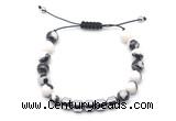 CGB9074 8mm, 10mm black & white jasper & drum hematite adjustable bracelets