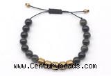 CGB9081 8mm, 10mm golden obsidian & drum hematite adjustable bracelets