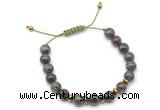 CGB9111 8mm, 10mm dragon blood jasper & rondelle hematite adjustable bracelets