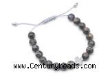 CGB9158 8mm, 10mm grey opal & cross hematite adjustable bracelets