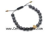 CGB9160 8mm, 10mm black labradorite & cross hematite adjustable bracelets