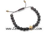 CGB9163 8mm, 10mm smoky quartz & cross hematite adjustable bracelets