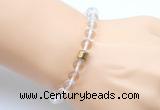 CGB9285 8mm, 10mm white crystal & drum hematite power beads bracelets