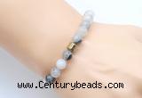 CGB9288 8mm, 10mm black rutilated quartz & drum hematite power beads bracelets