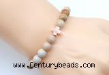 CGB9354 8mm, 10mm fossil coral & cross hematite power beads bracelets