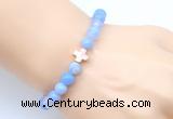 CGB9371 8mm, 10mm blue banded agate & cross hematite power beads bracelets