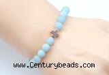 CGB9423 8mm, 10mm matte amazonite & cross hematite power beads bracelets