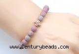 CGB9442 8mm, 10mm matte pink wooden jasper & cross hematite power beads bracelets