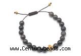 CGB9472 8mm, 10mm coffee wooden jasper & cross hematite adjustable bracelets