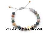 CGB9490 8mm, 10mm Indian agate & cross hematite adjustable bracelets