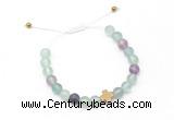 CGB9530 8mm, 10mm matte fluorite & cross hematite adjustable bracelets