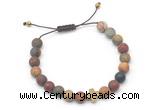 CGB9554 8mm, 10mm matte picasso jasper & cross hematite adjustable bracelets