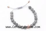 CGB9558 8mm, 10mm matte grey picture jasper & cross hematite adjustable bracelets