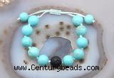 CGB9615 12mm round blue howlite & black lava adjustable bracelets