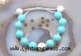 CGB9617 12mm round blue howlite & white howlite adjustable bracelets