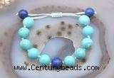 CGB9620 12mm round blue howlite & lapis lazuli adjustable bracelets