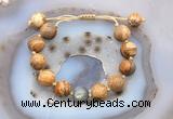 CGB9707 12mm round picture jasper & labradorite adjustable bracelets