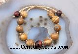 CGB9710 12mm round picture jasper & red tiger eye adjustable bracelets