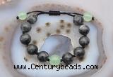 CGB9809 12mm round black labradorite & candy jade adjustable bracelets