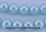 CGL345 5PCS 16 inches 10mm round dyed glass pearl beads wholesale