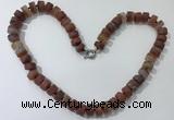 CGN177 20 inches 7*12mm - 9*12mm tyre matte red agate necklaces