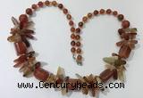 CGN306 27.5 inches chinese crystal & red agate beaded necklaces