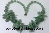 CGN336 20.5 inches chinese crystal & green aventurine beaded necklaces