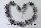 CGN404 19.5 inches chinese crystal & mixed quartz chips beaded necklaces