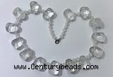 CGN440 21.5 inches freeform white crystal gemstone beaded necklaces