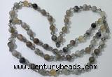 CGN650 22 inches chinese crystal & striped agate beaded necklaces