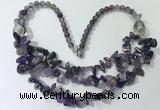 CGN697 22.5 inches chinese crystal & amethyst beaded necklaces