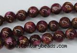 CGO53 15.5 inches 8mm round gold red color stone beads