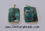 CGP3280 30*50mm - 35*55mm faceted rectangle ocean agate pendants