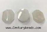 CGP3605 35*45mm faceted octagonal white jade pendants wholesale