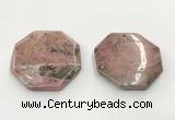 CGP3625 48mm - 50mm octagonal rhodochrosite gemstone pendants