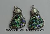 CGP612 35*55mm freeform abalone shell & shell pearl pendants