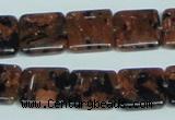 CGS215 15.5 inches 14*14mm square blue & brown goldstone beads wholesale