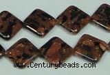 CGS219 15.5 inches 14*14mm diamond blue & brown goldstone beads