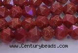 CGS451 15.5 inches 6mm faceted nuggets goldstone beads wholesale