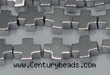 CHE1007 15.5 inches 10*10mm cross plated hematite beads wholesale