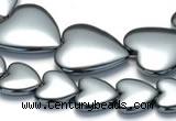 CHE16 16 inches 16mm & 25mm heart shape hematite beads Wholesale