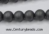 CHE406 15.5 inches 12mm round matte hematite beads wholesale