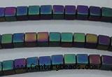 CHE613 15.5 inches 2*2mm cube matte plated hematite beads wholesale