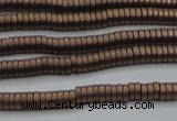 CHE672 15.5 inches 1*2mm tyre matte plated hematite beads