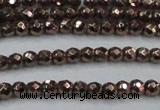 CHE691 15.5 inches 2mm faceted round plated hematite beads