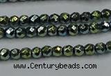 CHE693 15.5 inches 2mm faceted round plated hematite beads