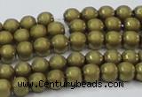 CHE722 15.5 inches 4mm round matte plated hematite beads wholesale