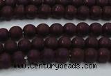 CHE724 15.5 inches 4mm round matte plated hematite beads wholesale