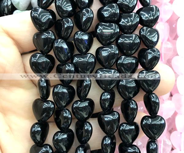 CHG162 15 inches 12mm heart black agate beads wholesale