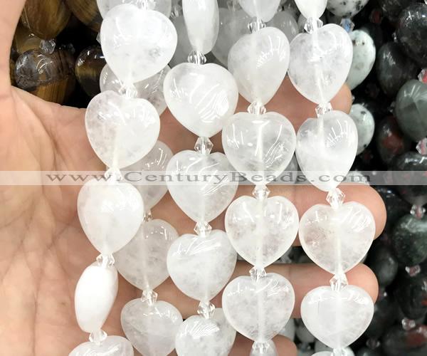 CHG200 15 inches 20mm heart white crystal beads wholesale